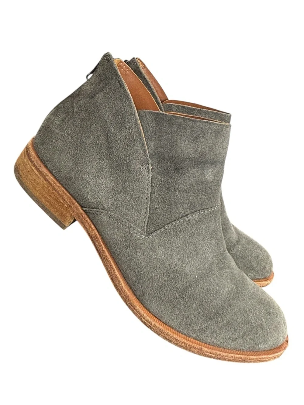 Kork Ease Gray Ankle Boots Leather Size 7.5 Comfort Contemporary Fall